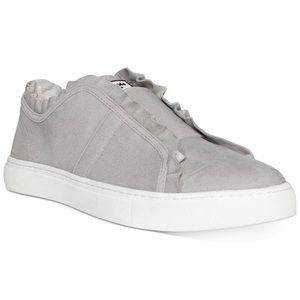 Kate Spade ♠️ Grey Suede Lance Ruffle Sneaker Shoe